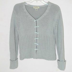 Mint Eddie Bauer Cotton Knit Crochet Bow Cardigan